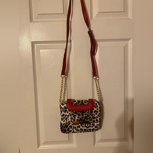 BETSY JOHNSON CHEETA PRINT CROSSBODY BAG